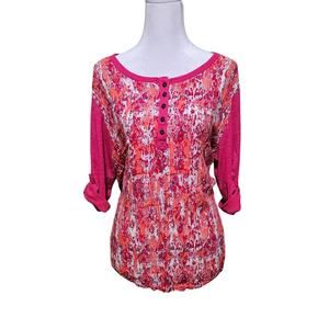 Bit Bridle 3/4 Sleeve Pink Shirt Artsy Women's Size XL